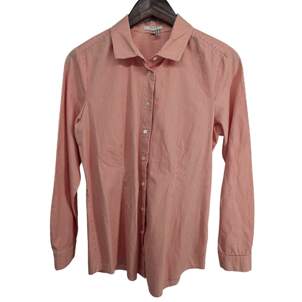 Tyler Boe Stripe Button Down Shirt Orange White Size 6 - Flaw